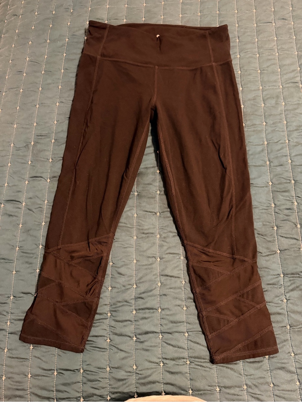 Athleta Black Capri Leggings with Mesh Detail